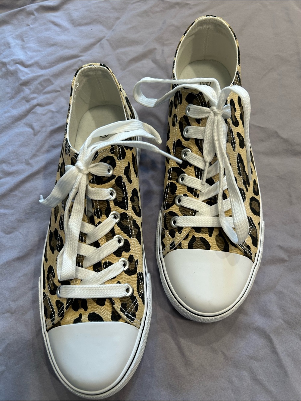 Leopard Print Low-Top Canvas Sneakers - White Trim